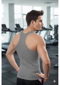 Resim Lüx Wood Lüx Erşah Erkek %100 Pamuk Spor Kesim Ribana Atlet 3'lü Paket - Kod: 312 Gri 