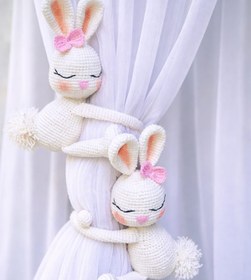 Resim Zey's Amigurumi Amigurumi Tavşan Perde Tutucu 2 ADET 