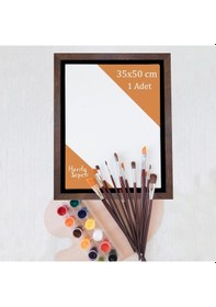 Resim Kahverengi Çerçeveli Tuval 35 x 50 CM Yatay & Dikey Profesyonel %100 Pamuk Boş Tablo 