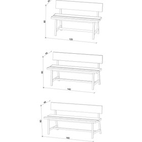 Resim Ahşap Bank - PI Serisi, Sırtlıklı - 120 CM - Dark 