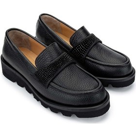 Resim Tamer Tanca Kadın Hakiki Deri Siyah Floter Loafer Ayakkabı 1051 02 Bn Ayk Sk24-25 Sıyah Fltr Siyah 