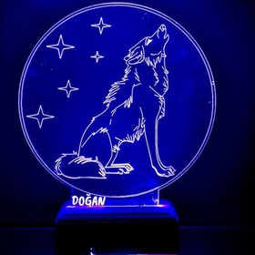 Resim Kişiye Özel 3D Uluyan Kurt Masaüstü Led Lamba 