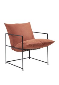 Resim Sller Modern Tasarım Portatif Berjer, Metal İskeletli Şık , Zarif Tasarım Tekli Koltuk Dolgulu Minder Turuncu 