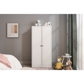 Resim 2 Kapaklı Askılıklı Giysi Dolabı Gardrop Beyaz 65 cm G-yd-1038-ç 