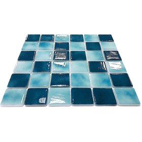 Resim MozaiKristaL Havuz Ve Tüm Yüzeyler Için 50x50mm Turkuaz Mix. 31.5x31.5cm Fileli Cam Mozaik. ( 1 M2 Fiyatıdır ) 