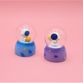 Resim Büro Ev Ofis Dekoru İçin Tekli Mini Işıklı Sevimli Astronot Kar Küresi 