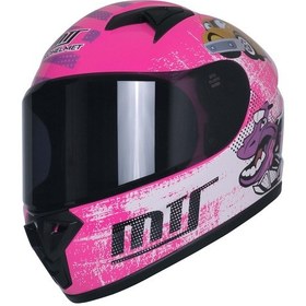 Resim Mts M-201 Full Face Motosiklet Çocuk Kaskı M1 Pink Renkli 