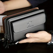 Resim FENGBAODAISHU Erkek İş El Kılıfı Çift Fermuarlı, Büyük Kapasiteli Sentetik Suni Deri Telefon Çantası Günlük Seyahat, İş Stili, Babalar Günü Hediye Fikri 