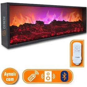 Resim Cebese Elektrikli Şömine 100 X 31.5 X 16 Cm Bluetooth Ses Sistemli Uzakt 