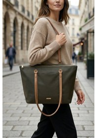 Resim Vellabags Kadın Siyah Çanta Kontrast Askı Detaylı, Modern Ve Günlük Omuz Çantası Siyah - Kahverengi 