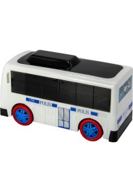 Resim Uj Toys Sesli ve Işıklı Çarp Dön Sevimli Polis Otobüsü-Beyaz 