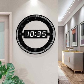 Resim TriLine 3D LED Dijital Elektronik Duvar Saati, Modern Tasarım, Otomatik Parlaklık Ayarlı, 30.5x30.5x2.3 cm, Siyah, USB Güç Adaptörlü, Tarih ve Derece Göstergeli 