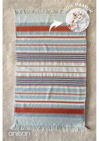 Resim Azure Çizgi Detay Plaj Havlusu %100 Pamuk 50x80 