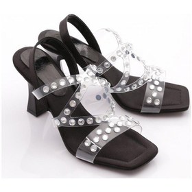 Resim Dgn 108 Kadın Arkadan Bağlamali Topuklu Abiye Ayakkabi Siyah Saten 