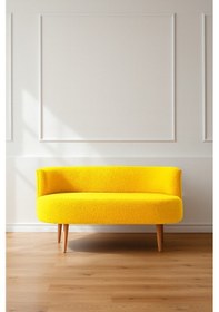 Resim Azra Mobilya Sydney Modern İkili Koltuk Kanepe Modern Welsoft Yumuşak Kumaş Sarı Sarı 