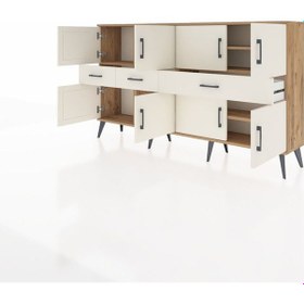 Resim Arges Konsol 5 Raflı 3 Çekmeceli 8 Kapaklı 176x30x99 Çam-aytaşı Aytası - Atlas Çam 