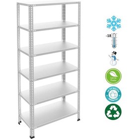 Resim 6 Katlı Paslanmaz Krom Raf - Inox Soğuk Oda Rafı, Buzhane Rafı 59x75 Cm-1.00 Mm-200 Cm Gri 