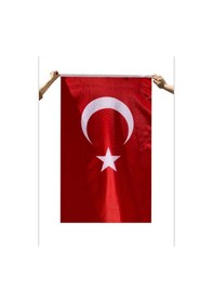 Resim 70x105 Kendinden Kulplu Parlak Raşel Kumaş Türk Bayrağı 