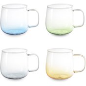 Resim Deli Glassware İpek Renkli Cam Kupa - Asorti - 530 ml 