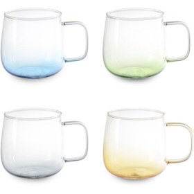 Resim Deli Glassware İpek Renkli Cam Kupa - Asorti - 530 ml 