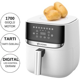 Resim St Morritz Y55 Tartı Özellikli Beyaz 5.7l-6 Litre 1700w Airfryer Fritöz 