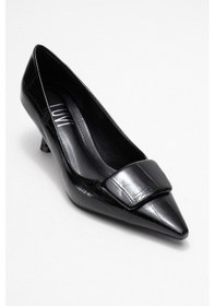 Resim Luvishoes Luvi Shoes Marcıa Siyah Baskı Tokalı Kadın Topuklu Ayakkabı Siyah 