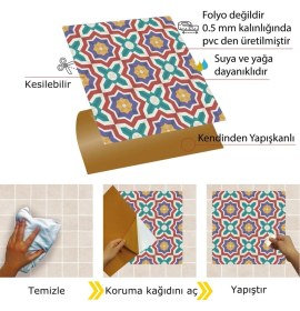 Resim Tink Kendinden Yapışkanlı Kontrast Yıldız Desenli Pvc Karo 30X30 cm (33 Adet) 3 m2 