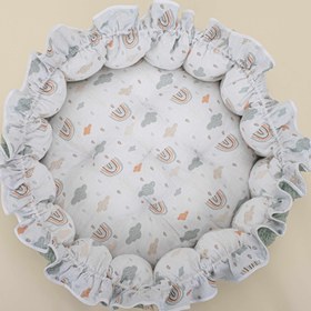 Resim Yuvarlak Babynest - Çift Taraflı - Yeşil Petek - Yeşil Gökkuşağı 