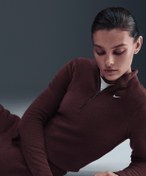 Resim Nike Sportswear Phoenix Plush Slim Long-Sleeve Cozy Fleece 1/2-Zip Top 