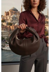 Resim Glemix Helen Düğümlü Acı Kahve Trend Mini Kadın Bowl Bag Acı Kahverengi 
