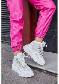 Resim Candy Beyaz Hakiki Deri Kadın Sneaker Bot-Beyaz 