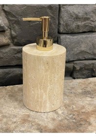Resim Light Traverten Düz Model Gold Pompalı Sıvı Sabunluk 1.sınıf Beyaz 