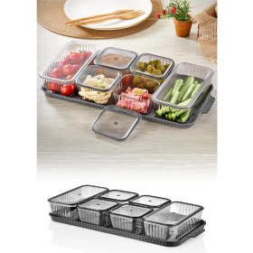 Resim Mediterian 6 Bölmeli Akrilik Kahvaltılık Seti, Antrasit, Şık ve Kullanışlı Tasarım 