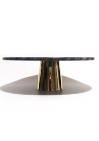 Resim Lux & Marble Liza Black Siyah Mermer Pirinç Ayaklı Pasta Standı 