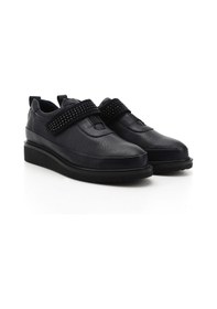 Resim Gönderi(R) Gönderi R Lacivert Antik Dolgu Taban Taş Detaylı Hakiki Deri Ayakkabı Lacivert 