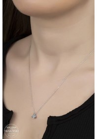 Resim Union Swarovski Zirconia Kadın Üçtırnak Tektaş Gümüş Kolye 