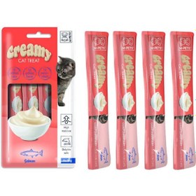 Resim M-Pets Creamy Somon Balıklı Yetişkin Kedi Ödülü 4 x 15 G 