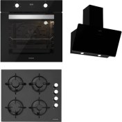 Resim Silverline Siyah Cam Ankastre Set BO6502B02-CS5335B01-3457 Soho 
