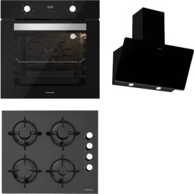 Resim Silverline Siyah Cam Ankastre Set BO6502B02-CS5335B01-3457 Soho 