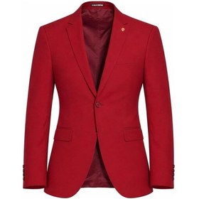 Resim Plus Scorpion Erkek Mono Yaka Tek Düğmeli Çift Yırtmaçlı Blazer Ceket Premium Dokuma Kumaş, 8 Renk Kırmızı 