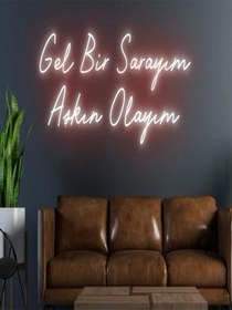 Resim Gel Bir Sarayım Aşkın Olayım Yazılı Neon Tabela Kırmızı 