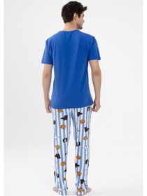 Resim Koza İç Giyim Erkek Kısa Kollu Pamuklu Hayvan Desenli Pijama Takımı Ko6303pj-2 Saks 