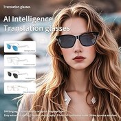 Resim AI Akıllı Gözlük, Kablosuz Bluetooth Mikrofon Ve Hoparlör Destekli Gerçek Zamanlı Çeviri Gözlükleri Uzaktan Fotoğrafçılık Ses Kontrolü Açık Kulak Hafif Gözlük (V Stil Siyah Çerçeve Güneş Gözlüğü) 