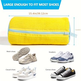Resim 2 adet Yeniden Kullanılabilir Çamaşır Makinesi Ayakkabı Yıkama Çantaları - Yırtıya Dayanıklı, Düğümleri Önler, Yüksek Kaliteli Polyester Çamaşır Çantaları, Yıkama ve Kurutma Makineleri için, Parlak Sarı ve Mavi Detaylar, Kolay Depolama, Çamaşır Çantaları 