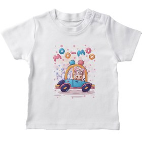 Resim Angemiel Baby Arabadaki Moo-moo Erkek Bebek Tişört Beyaz B0233MDBBKETSRT 