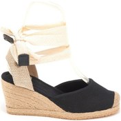 Resim Gerçek Elişi Ipli Espadril Dolgu Topuk Keten Espadril Handmade Siyah 