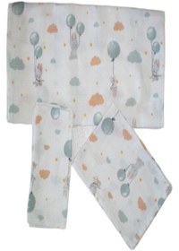 Resim More Home Müslin Bezi Set 5 Parça % 100 Pamuklu Tavşanlı Bolonlu Açık Gri 