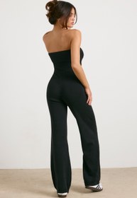 Resim Siyah Minyon Tıknaz Örgü Tekme Flare Unitard - XXS 