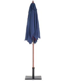 Resim FLAMENCO 195x144 cm Dikdörtgen Bahçe Şemsiyesi, UPF 50+, İpli Açılır, Ahşap Gövde - Mavi 
