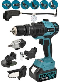 Resim Assur ASR1029 21V Çift Akü 6 Başlıklı Set Mavi 